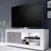 TV Element in Weiß HG mit Beton Dekor - Narandu