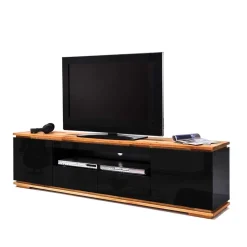 TV Hochglanz Lowboard in Schwarz - Ercurs