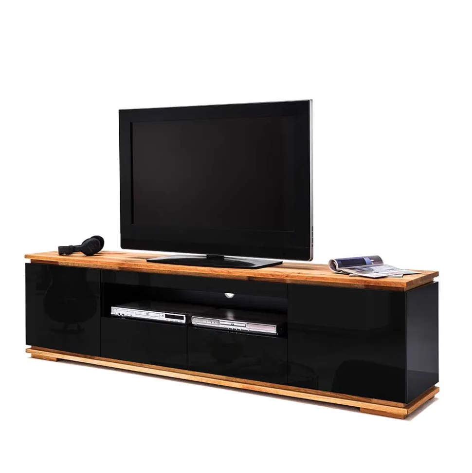 TV Hochglanz Lowboard in Schwarz - Ercurs