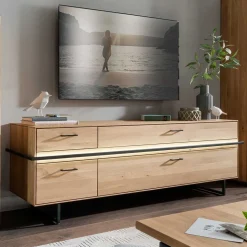 TV Lowboard aus Asteiche mit Metall - Clenza