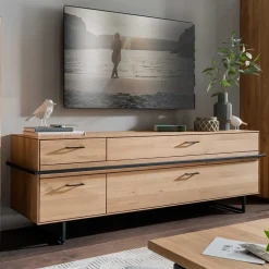 TV Lowboard aus Asteiche mit Metall - Clenza