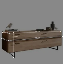 TV Lowboard aus Asteiche mit Metall - Clenza