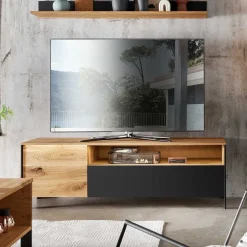 TV Lowboard aus Wildeiche massiv mit LED - Viligrana