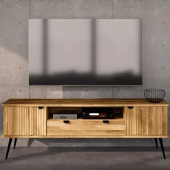TV Lowboard aus Wildeiche mit Metall - Casarius