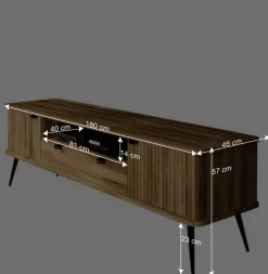 TV Lowboard aus Wildeiche mit Metall - Casarius