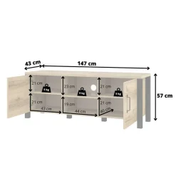 TV Lowboard in Fichte Holzoptik - Simeona
