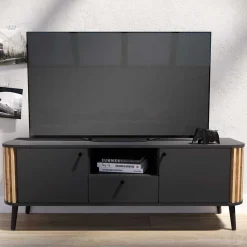 TV Lowboard in Grau und Wildeiche - Penzanca