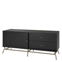 TV Lowboard in Schwarz mit Gold - Prasery