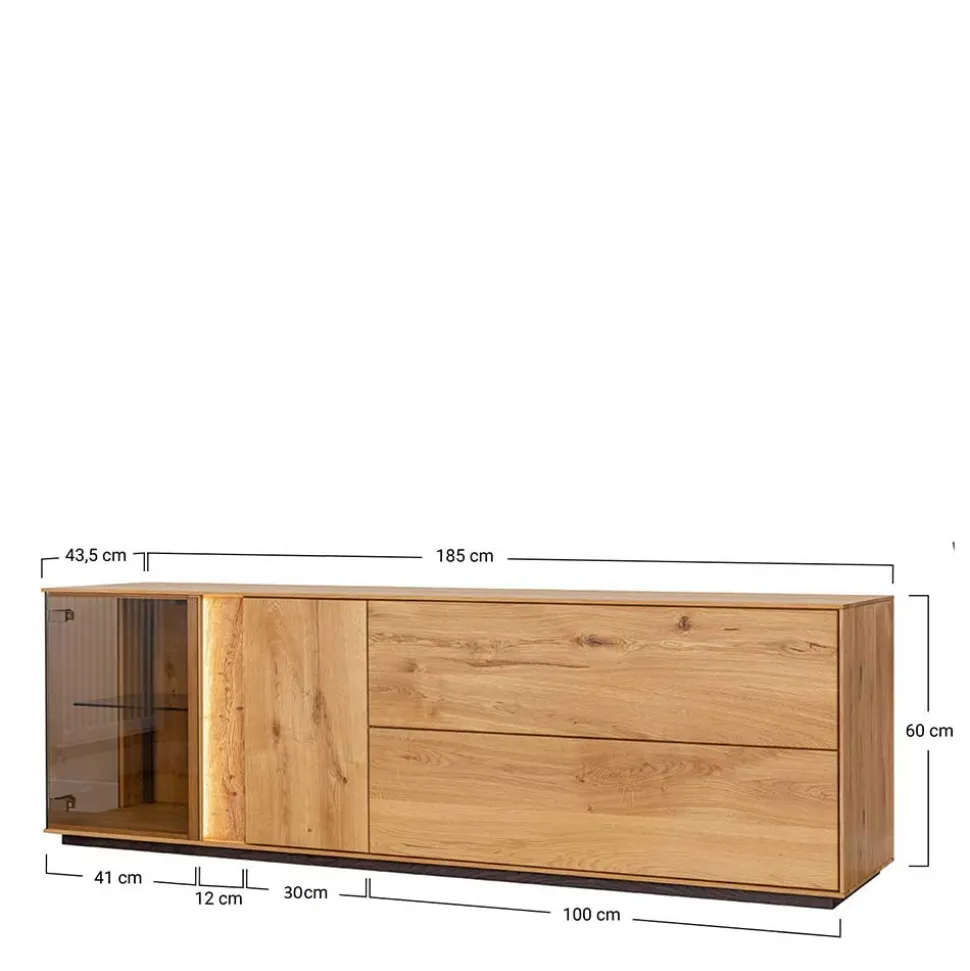 TV Lowboard mit Glas und LED Beleuchtung - Cocondar