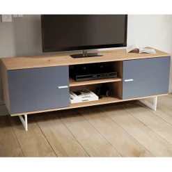 TV Unterschrank in Eiche Optik mit Grau - Flurin