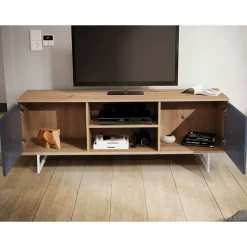 TV Unterschrank in Eiche Optik mit Grau - Flurin