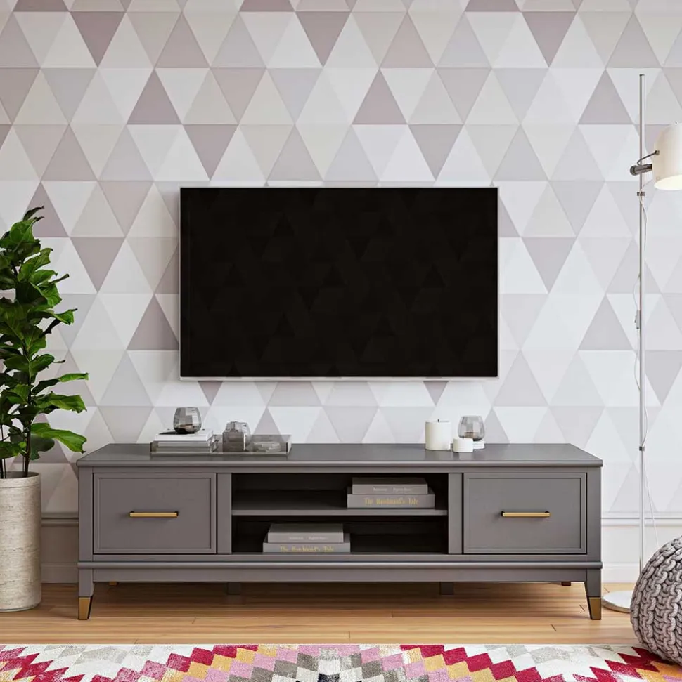 TV Unterschrank in Grau und Gold - Tamila