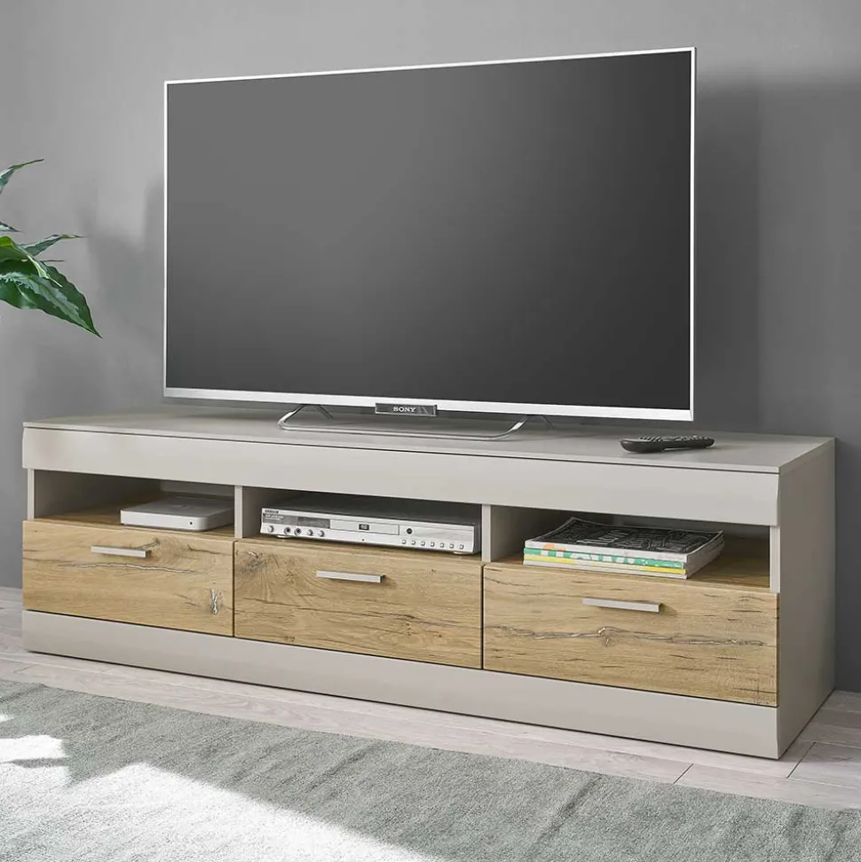 TV Unterschrank in Hellgrau & Zinneiche NB - Lioscas
