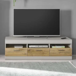 TV Unterschrank in Hellgrau & Zinneiche NB - Lioscas