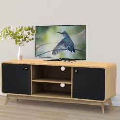 TV Unterschrank in Schwarz & Eiche Optik - Sondros
