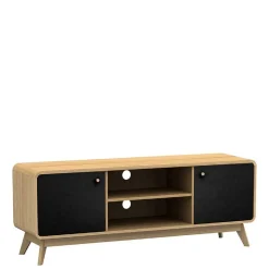 TV Unterschrank in Schwarz & Eiche Optik - Sondros