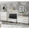 TV Wohnwand Möbelset im Skandi Style - Ginko (vierteilig)