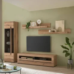 TV-Wohnwand in Holzoptik foliert - Brocus (vierteilig)