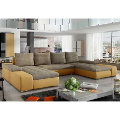 U-Design Wohnlandschaft in Beige und Ocker - Gravura