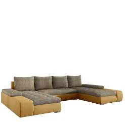 U-Design Wohnlandschaft in Beige und Ocker - Gravura