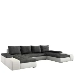U-Design Wohnlandschaft in Dunkelgrau und Weiß - Alfonosso