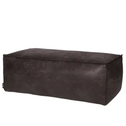 Used Look Pouf aus Recyclingleder Castilian in Schwarz