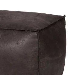 Used Look Pouf aus Recyclingleder Castilian in Schwarz