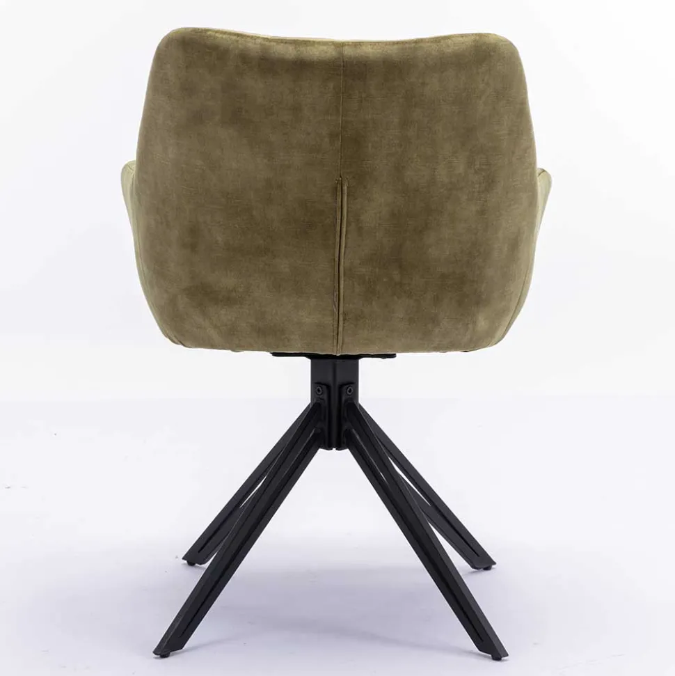 Velours Armlehnenstuhl in Oliv Grün - Sagavi (2er Set)
