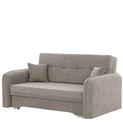 Velours Federkerncouch in Beigegrau - Fortinos