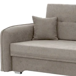 Velours Federkerncouch in Beigegrau - Fortinos
