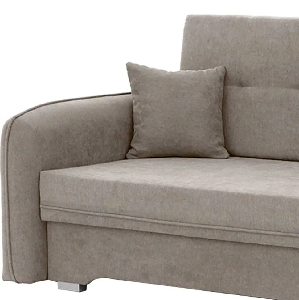 Velours Federkerncouch in Beigegrau - Fortinos