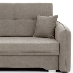 Velours Federkerncouch in Beigegrau - Fortinos