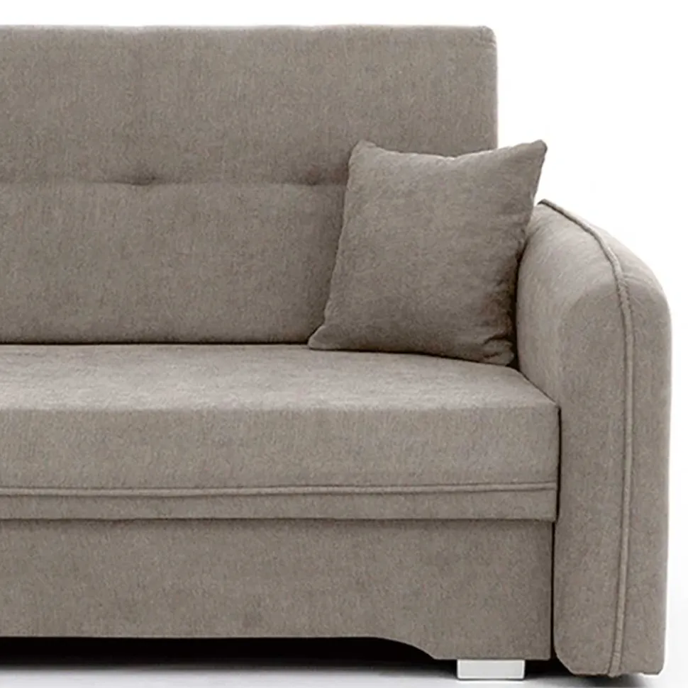 Velours Federkerncouch in Beigegrau - Fortinos