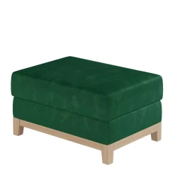 Velours Hocker in Dunkelgrün - Yamura