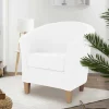 Velours Polsterssel in Creme und Buche - Potova