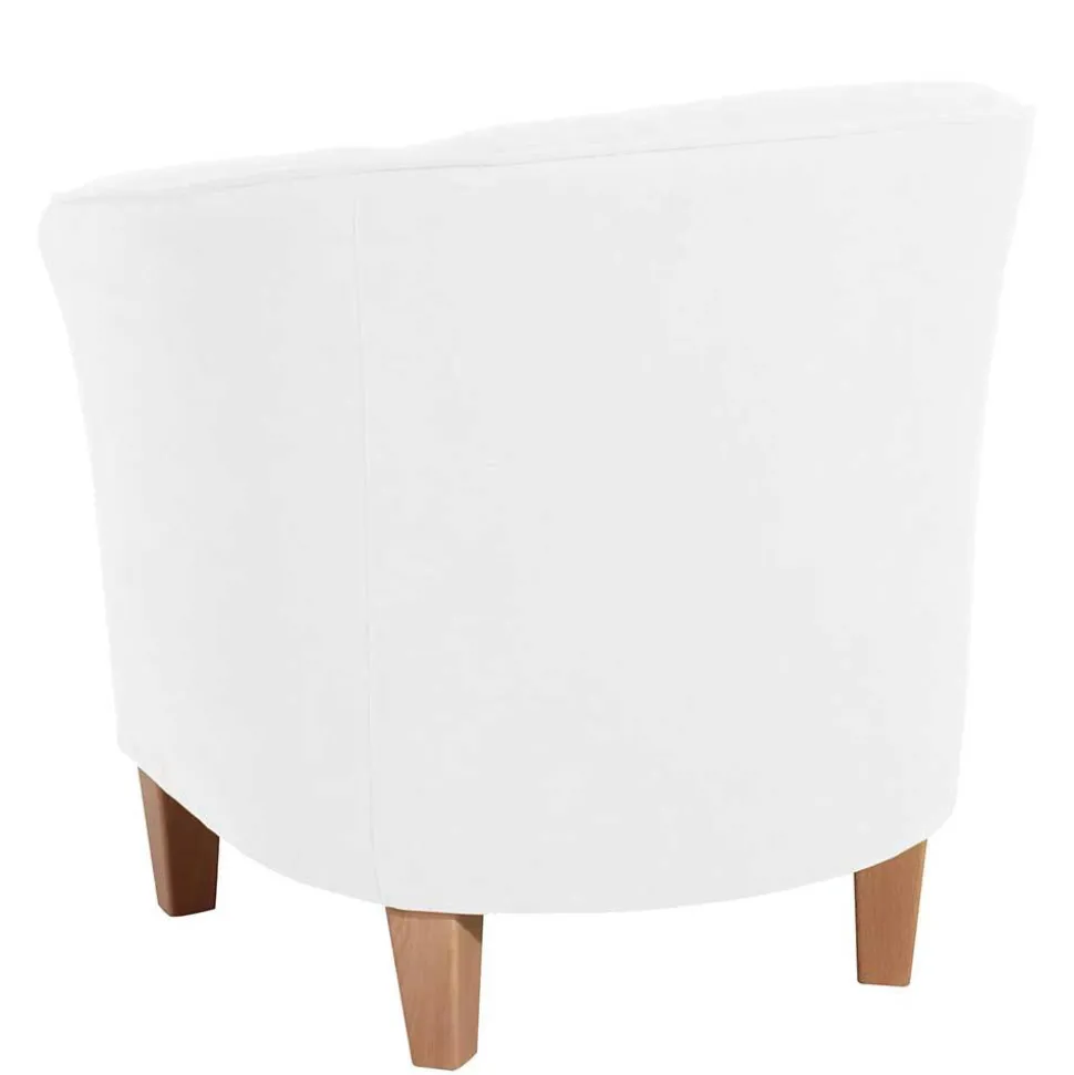 Velours Polsterssel in Creme und Buche - Potova