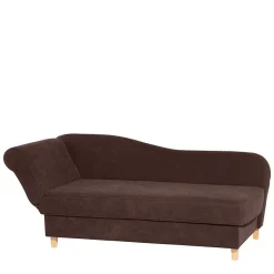 Velours Recamiere in Braun mit Buche - Curney