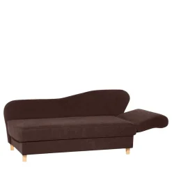 Velours Recamiere in Braun mit Buche - Curney