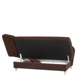 Velours Recamiere in Braun mit Buche - Curney