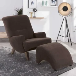 Velours Sessel in Braun mit Nussbaumfarben - Vastonia