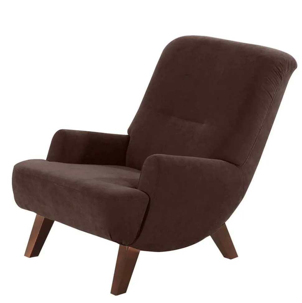 Velours Sessel in Braun mit Nussbaumfarben - Vastonia