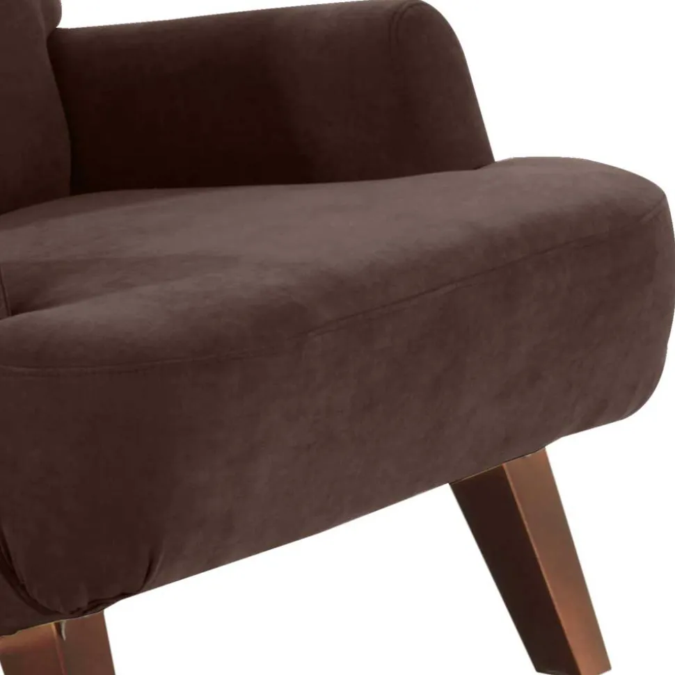 Velours Sessel in Braun mit Nussbaumfarben - Vastonia