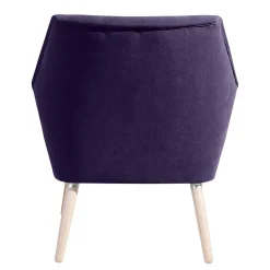 Velours Sessel in Violett und Buche Natur - Cunnar