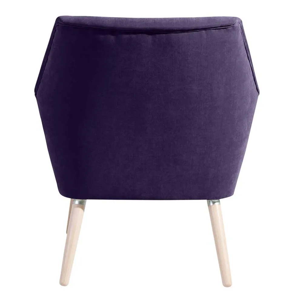 Velours Sessel in Violett und Buche Natur - Cunnar