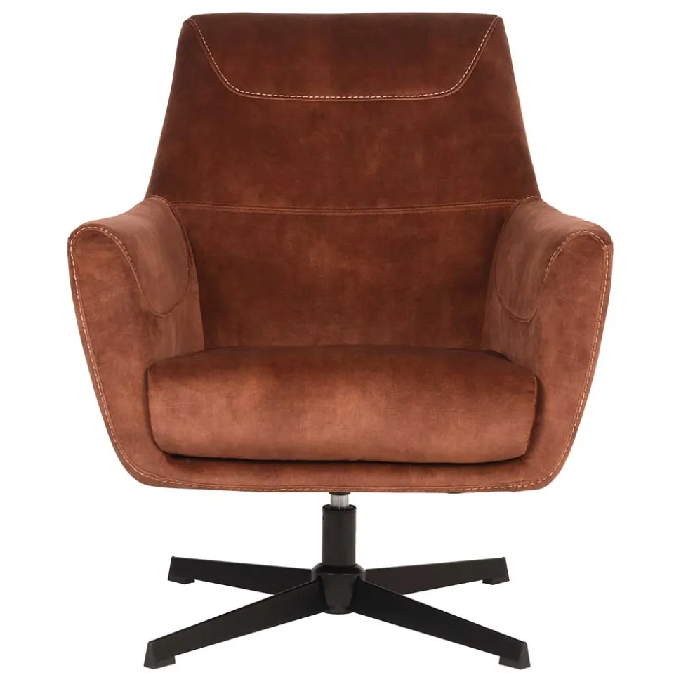Velours TV Sessel in Rost Braun - Vuluza