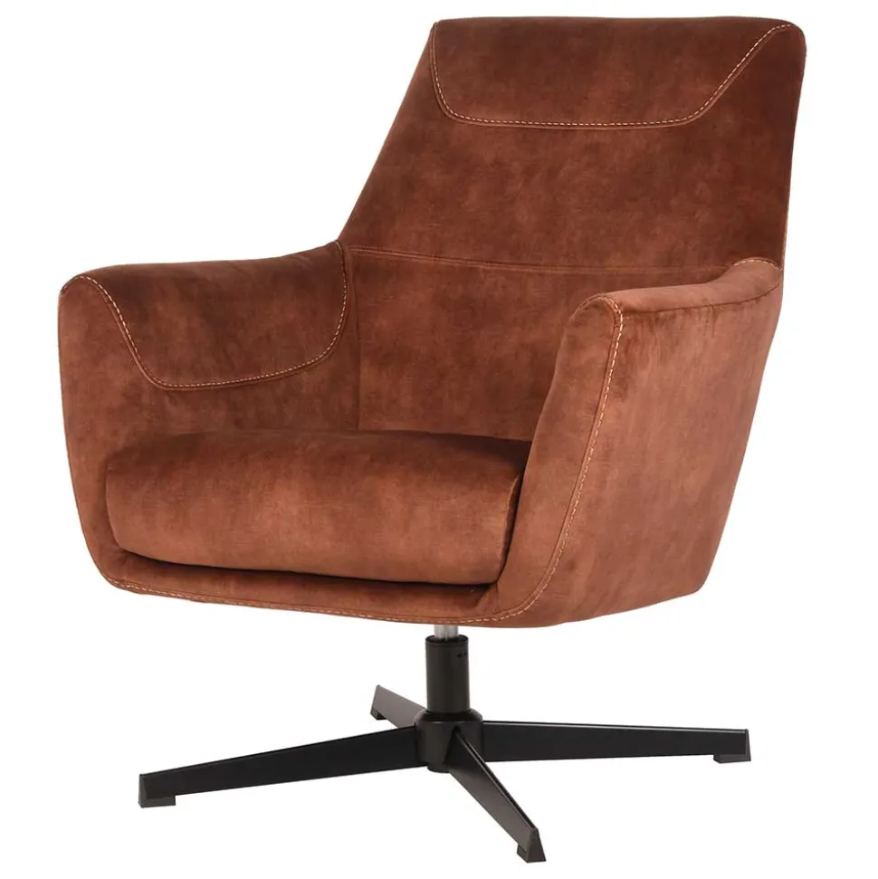 Velours TV Sessel in Rost Braun - Vuluza