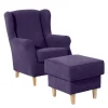 Velours-Ohrensessel in Violett mit Buche - Antonia