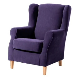 Velours-Ohrensessel in Violett mit Buche - Antonia