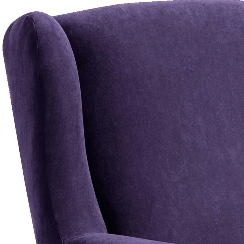 Velours-Ohrensessel in Violett mit Buche - Antonia