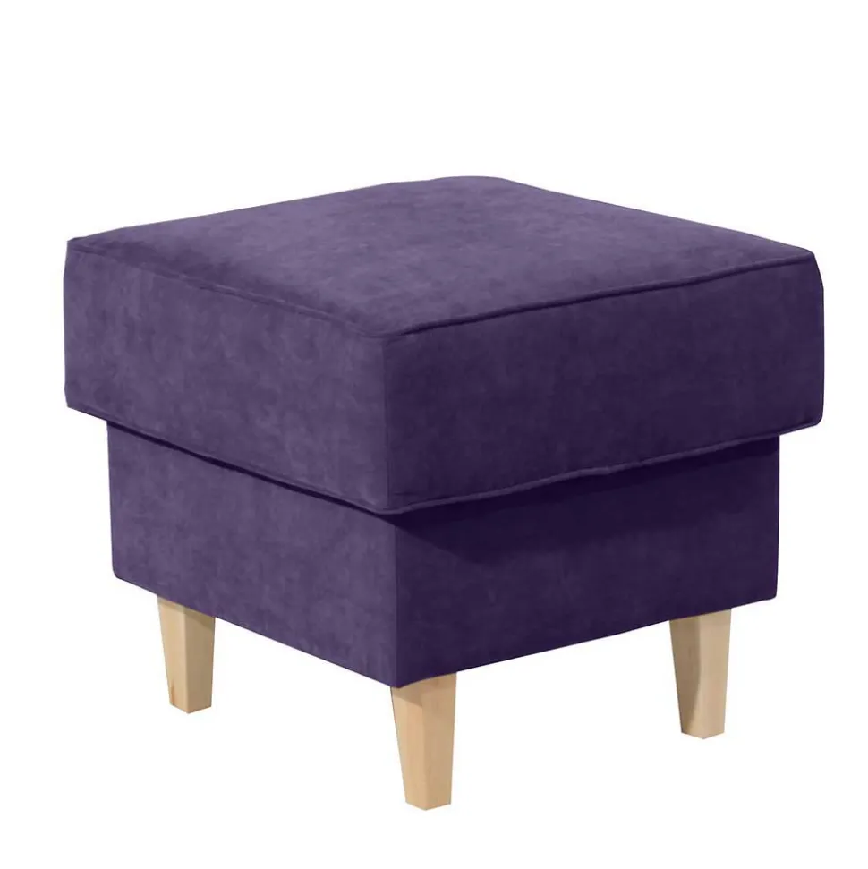 Velours-Ohrensessel in Violett mit Buche - Antonia